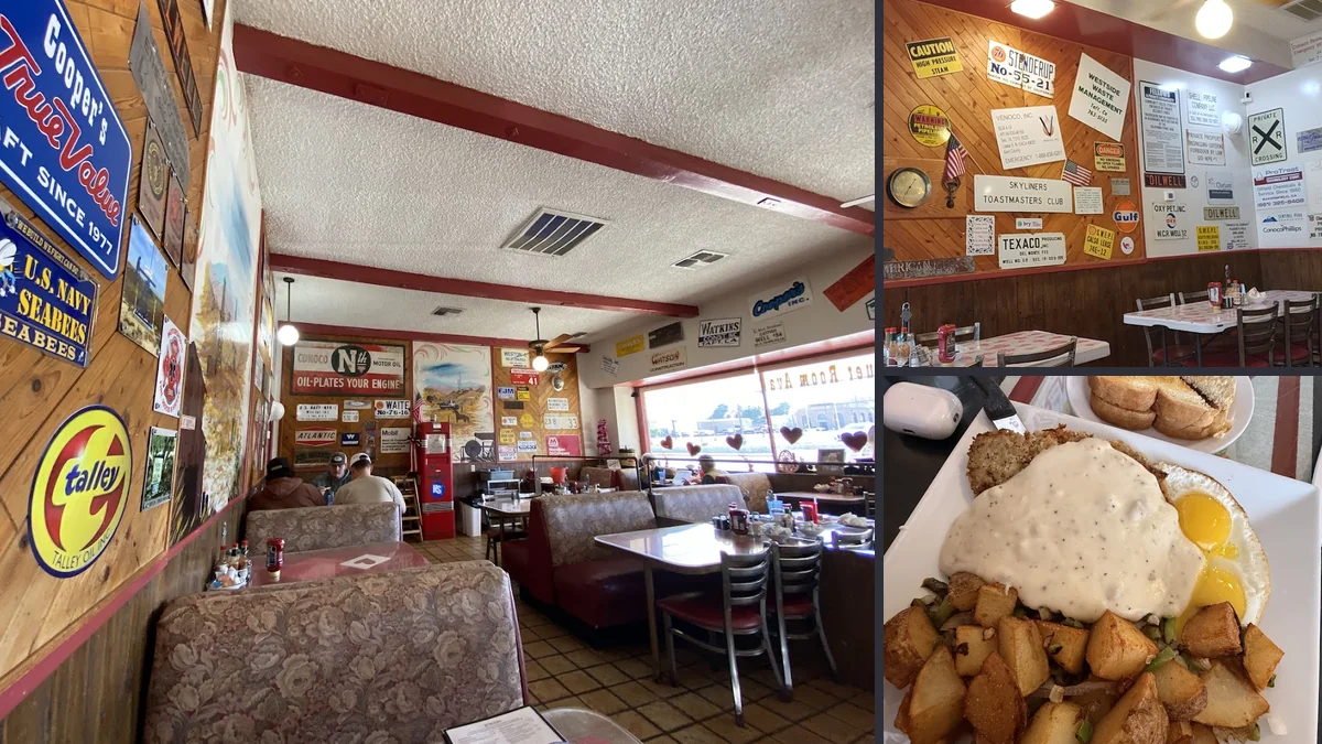 Casual family restaurant interior with a quiet, historic feel.