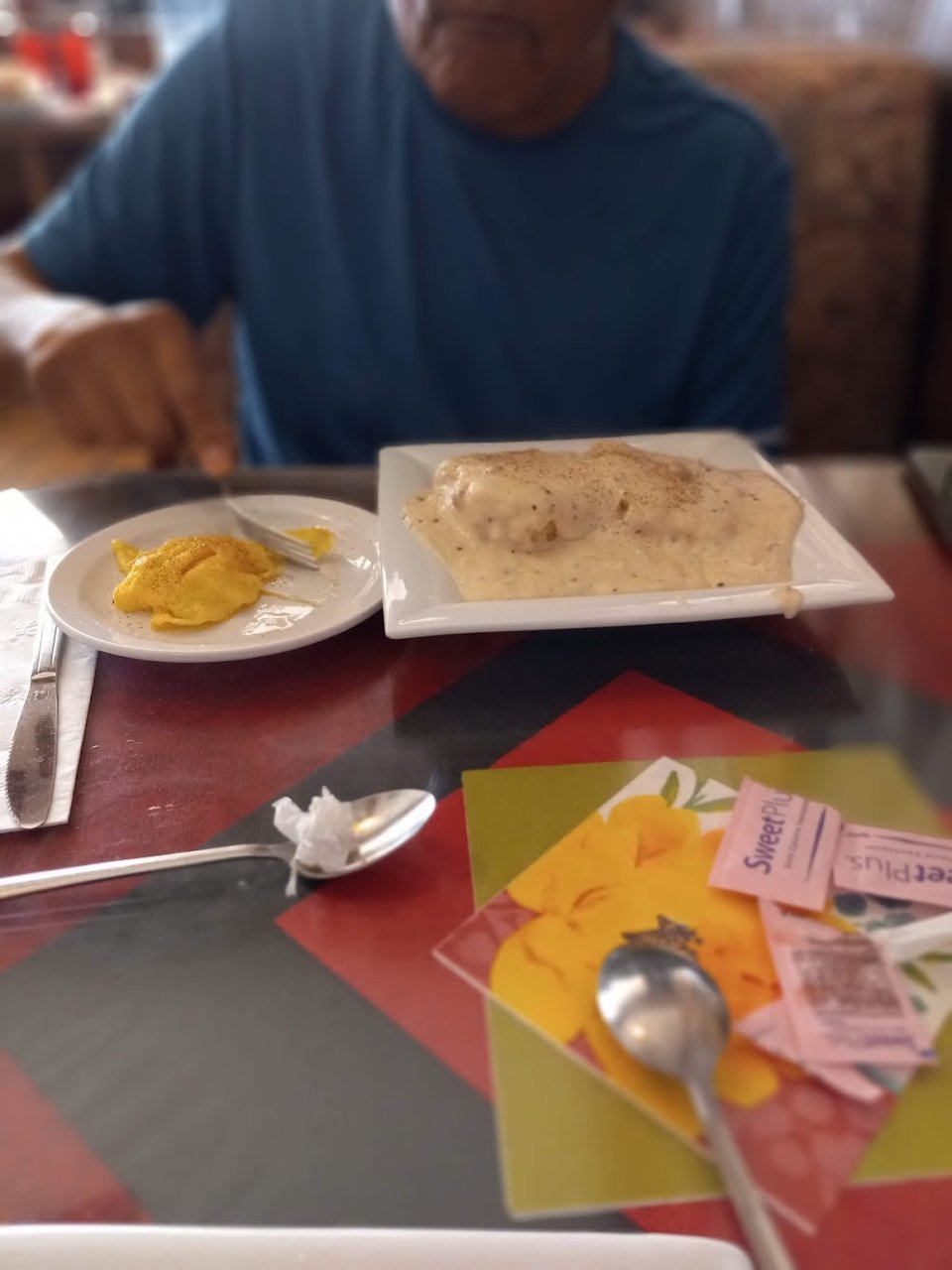 Printed menu with breakfast, lunch, and dinner choices.
